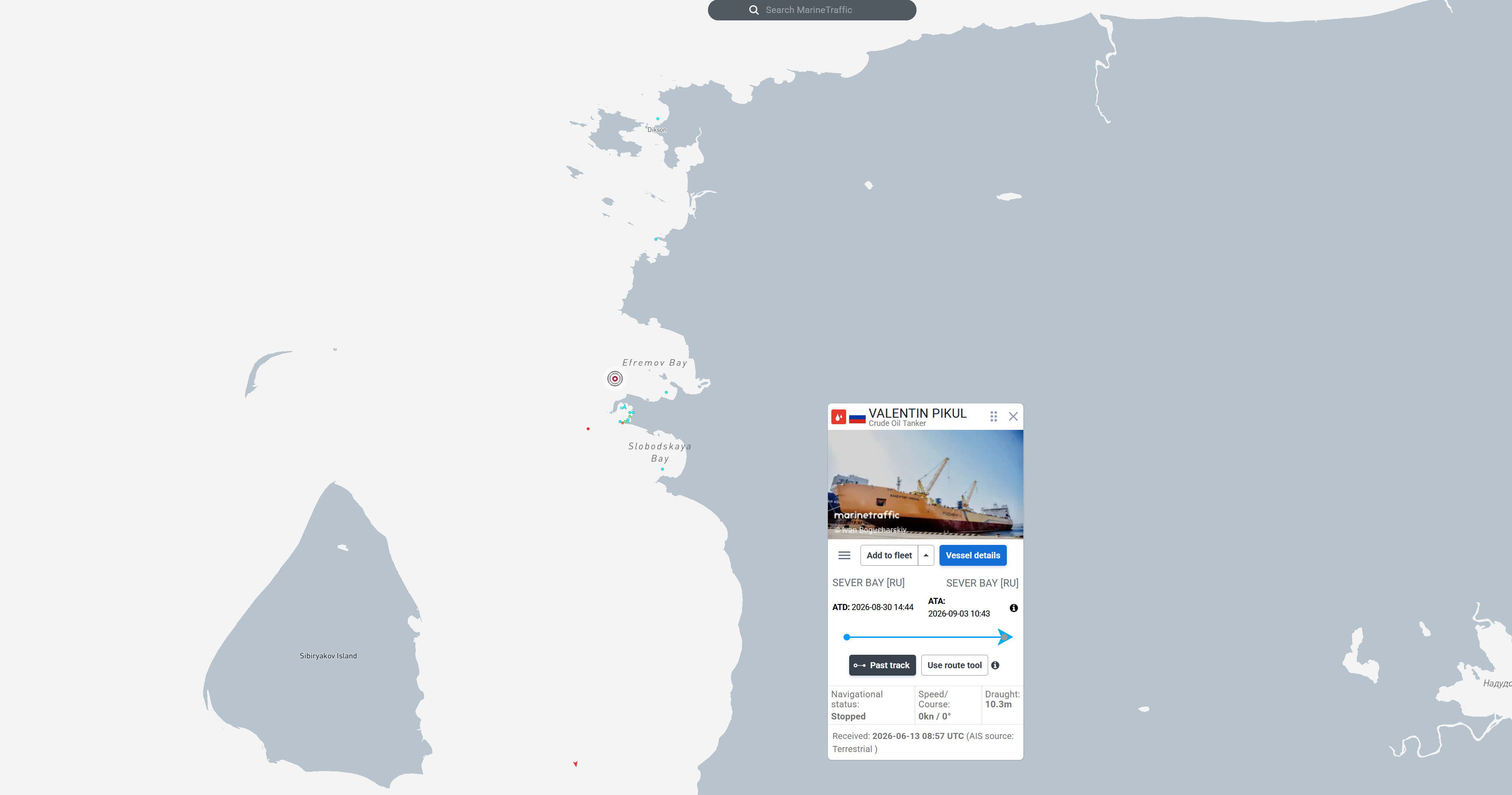 Scheda MarineTraffic della Valentin Pikul